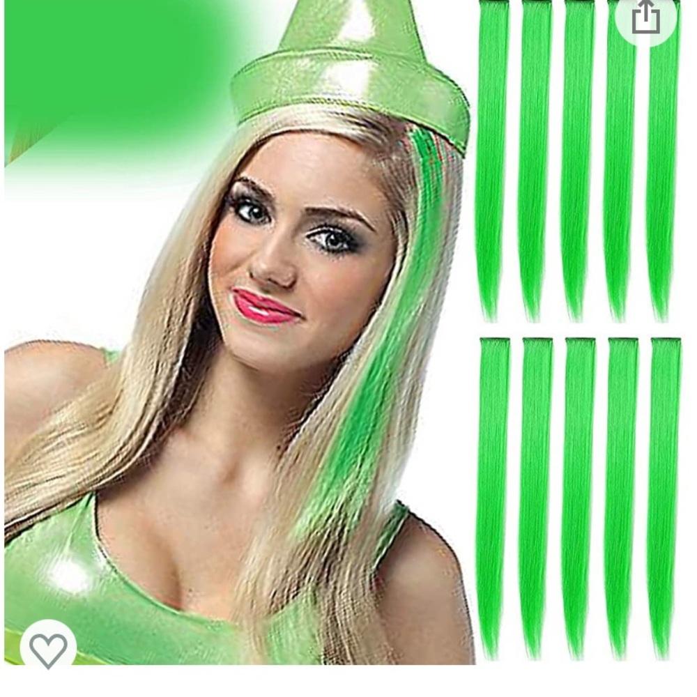 Two Packs of 10 Green 22” Hair Extensions